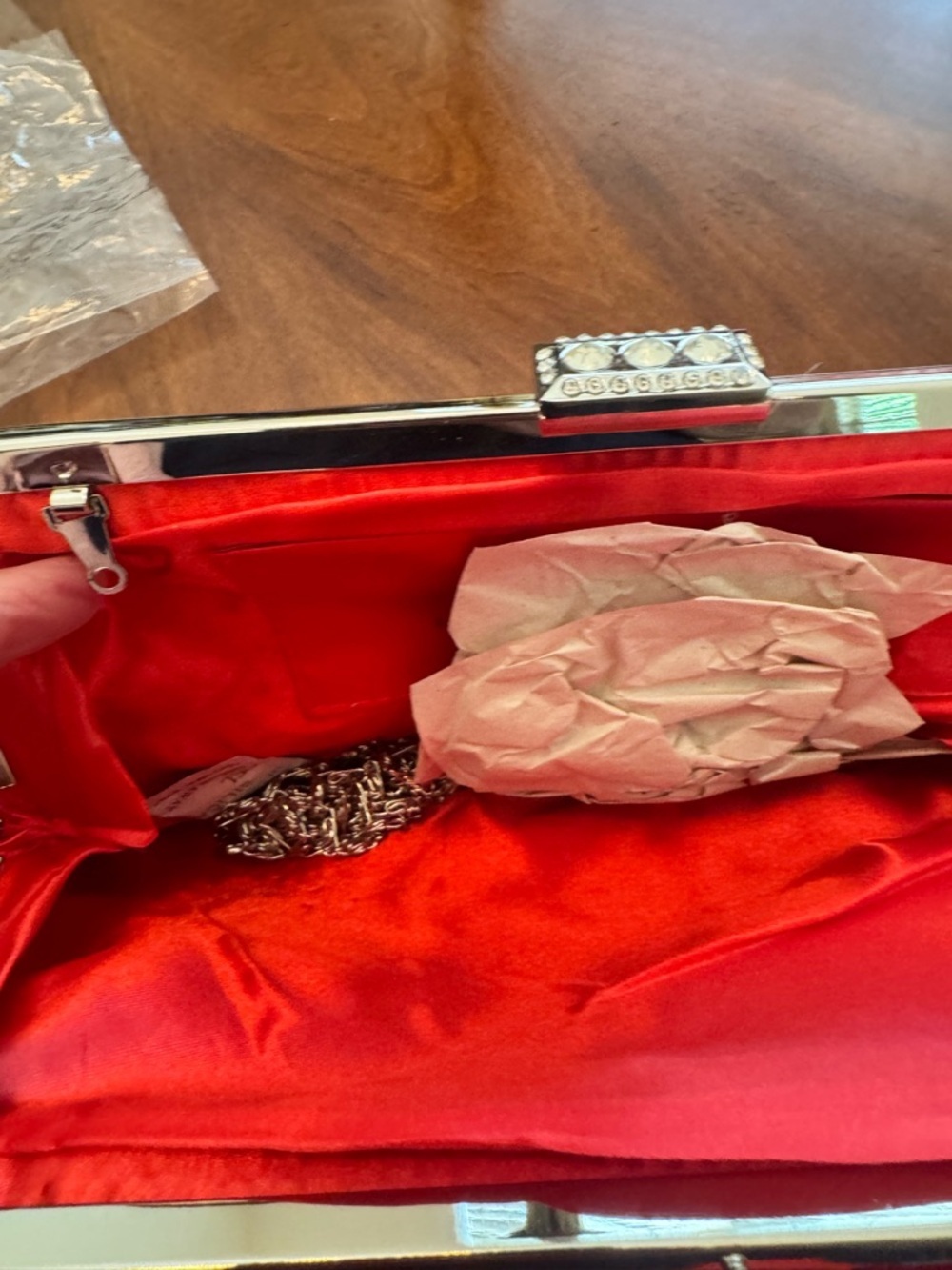 Elegant Red Satin Rose Clutch - Evening Bag - Picture 7 of 7